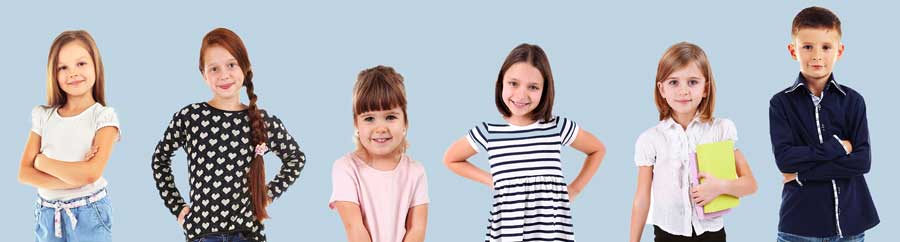 kids facing camera lined up for school picture day!